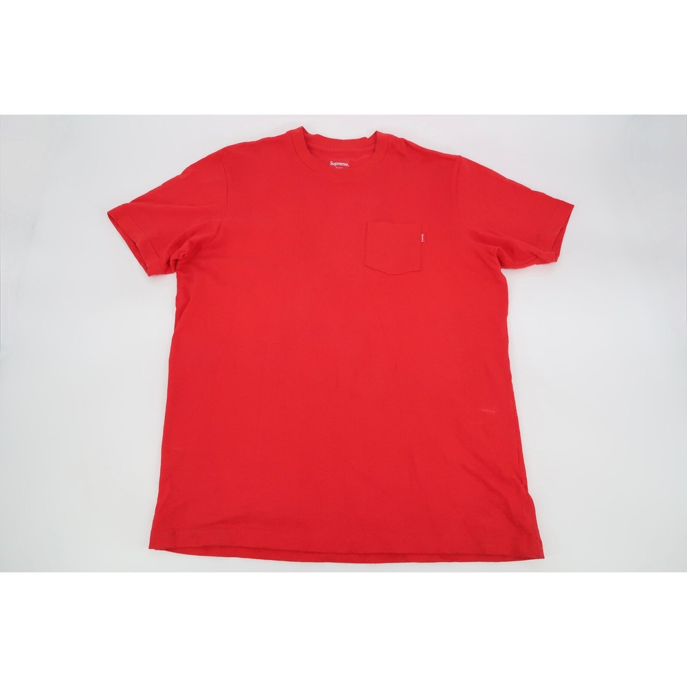 Supreme S/S Pocket Tee Size XL Red Solid Cotton Slub Jersey FW12